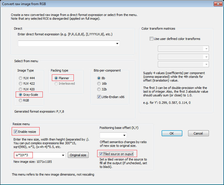 Filter dialog